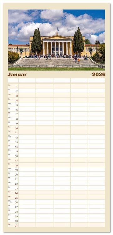 Produktbild: Familienplaner 2026 - Griechenland - Athen mit 5 Spalten (Wandkalender, 21 x 45 cm) CALVENDO