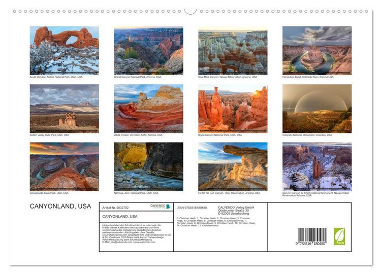 Produktbild: CANYONLAND, USA (hochwertiger Premium Wandkalender 2026 DIN A2 quer), Kunstdruck in Hochglanz