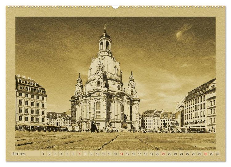 Produktbild: Dresden - Ein Kalender im Zeitungsstil (hochwertiger Premium Wandkalender 2026 DIN A2 quer), Kunstdruck in Hochglanz