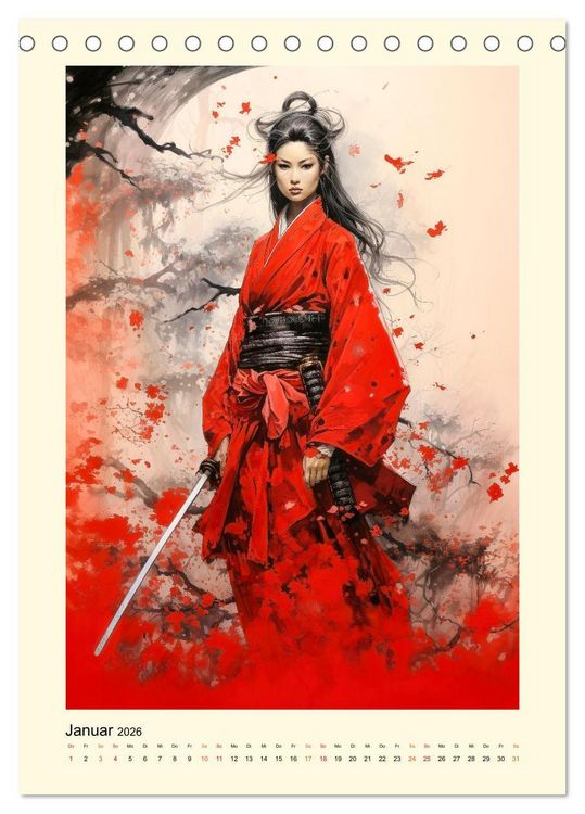 Produktbild: Samurai Amazonen (Tischkalender 2026 DIN A5 hoch), CALVENDO Monatskalender