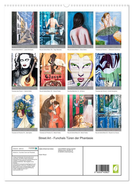 Produktbild: Street Art - Funchals T&uuml;ren der Phantasie (hochwertiger Premium Wandkalender 2026 DIN A2 hoch), Kunstdruck in Hochglanz