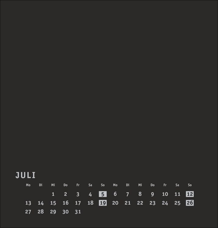 Produktbild: Premium-Bastelkalender schwarz mittel 2026