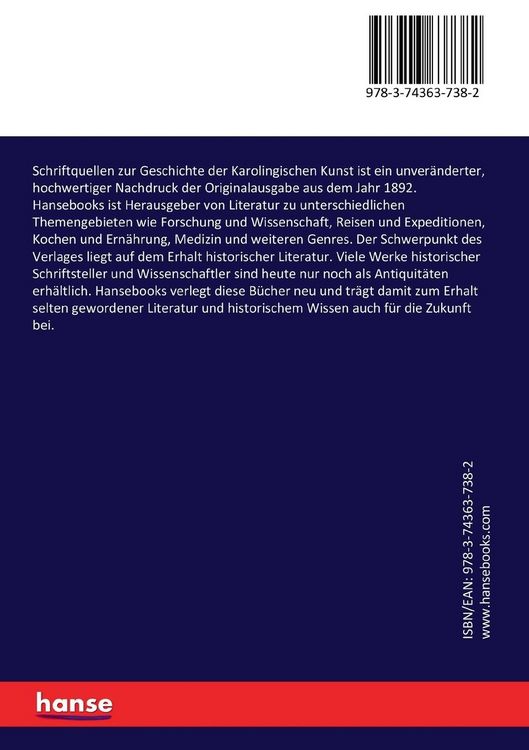 Produktbild: Schriftquellen zur Geschichte der Karolingischen Kunst