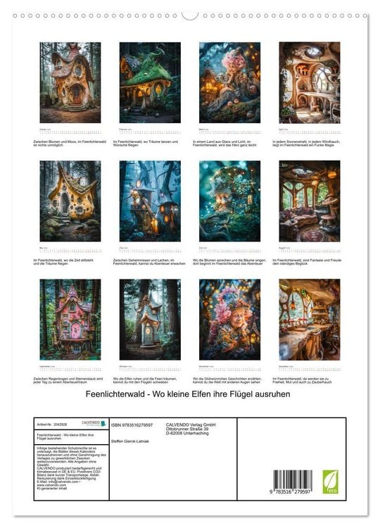 Produktbild: Feenlichterwald - Wo kleine Elfen ihre Fl&uuml;gel ausruhen (hochwertiger Premium Wandkalender 2026 DIN A2 hoch), Kunstdruck in Hochglanz