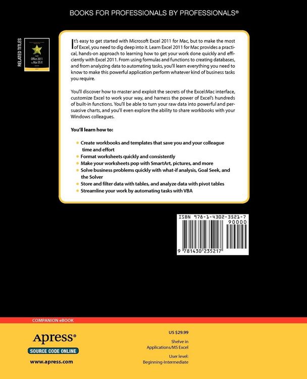Produktbild: Learn Excel 2011 for Mac