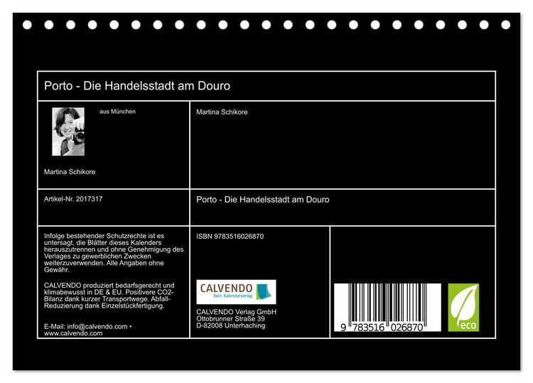 Produktbild: Porto - Die Handelsstadt am Douro (Tischkalender 2026 DIN A5 quer), CALVENDO Monatskalender