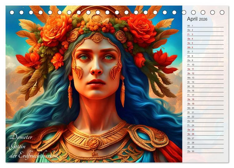 Produktbild: Die Unsterblichen - Griechische KI-G&ouml;ttinnen und KI-G&ouml;tter (Tischkalender 2026 DIN A5 quer), CALVENDO Monatskalender