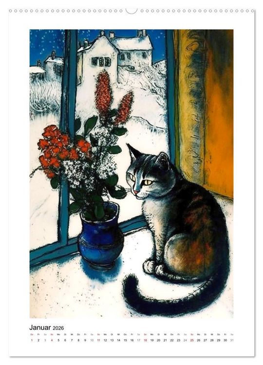 Produktbild: Katzengem&auml;lde (hochwertiger Premium Wandkalender 2026 DIN A2 hoch), Kunstdruck in Hochglanz