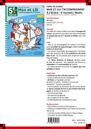 Produktbild: Max et Lili t'accompagnent &agrave; l'&eacute;cole : 5e HarmoS maths