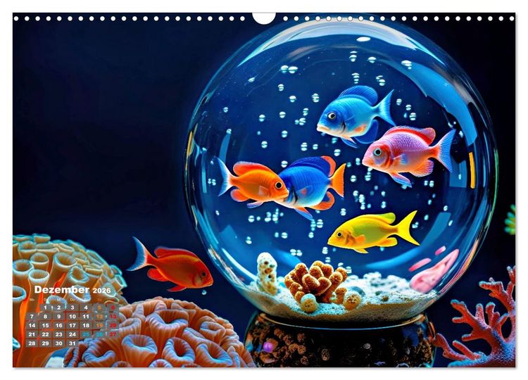 Produktbild: Aquarium in einer Glaskugel (Wandkalender 2026 DIN A3 quer), CALVENDO Monatskalender