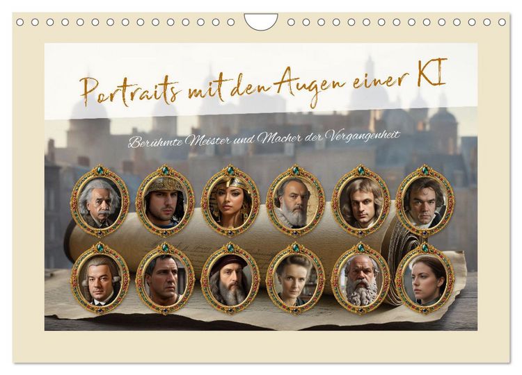 Produktbild: Portraits mit den Augen einer KI (Wandkalender 2026 DIN A4 quer), CALVENDO Monatskalender