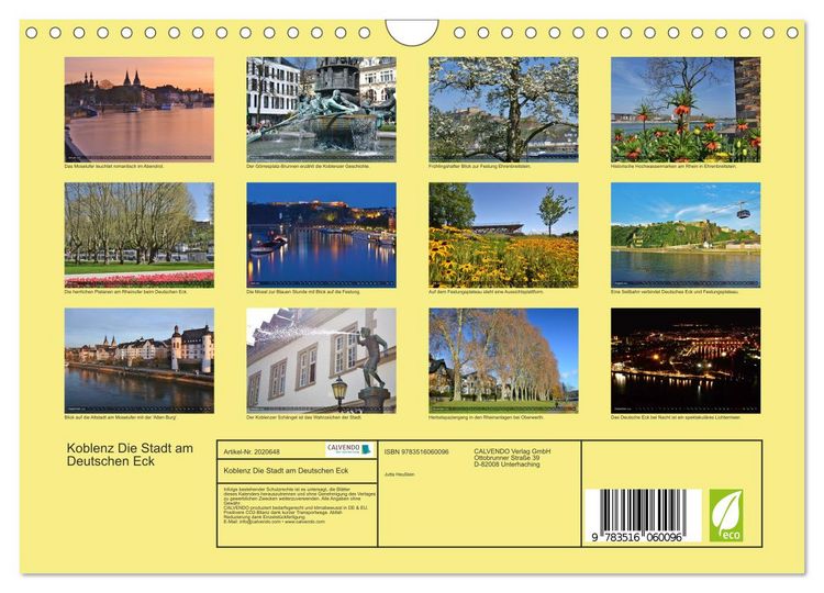 Produktbild: Koblenz Die Stadt am Deutschen Eck (Wandkalender 2026 DIN A4 quer), CALVENDO Monatskalender