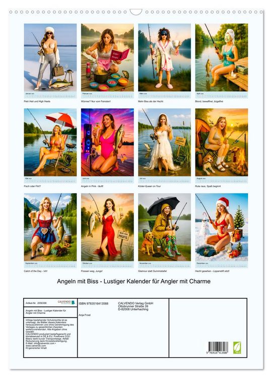 Produktbild: Angeln mit Biss - Lustiger Kalender f&uuml;r Angler mit Charme (Wandkalender 2026 DIN A2 hoch), CALVENDO Monatskalender