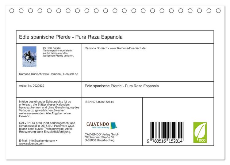 Produktbild: Edle spanische Pferde - Pura Raza Espanola (Tischkalender 2026 DIN A5 quer), CALVENDO Monatskalender