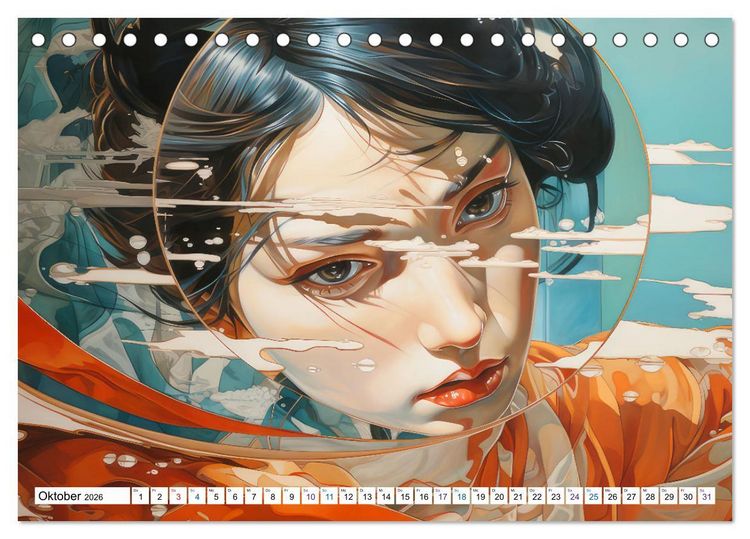 Produktbild: Surrealismus trifft asiatisch anmutende Gesichter (Tischkalender 2026 DIN A5 quer), CALVENDO Monatskalender