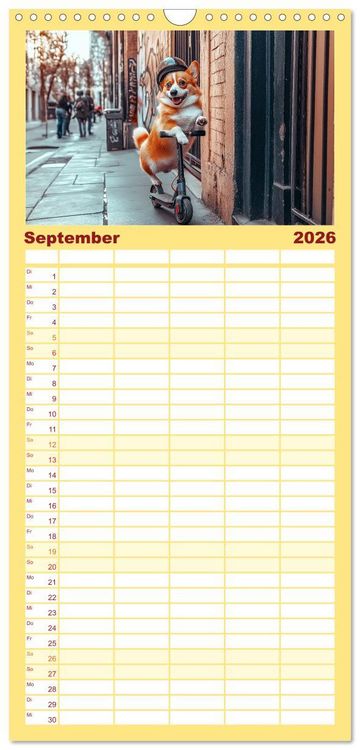 Produktbild: Familienplaner 2026 - S&uuml;&szlig;e Hunde cruisen - durch das Jahr mit dem Hundekalender mit 5 Spalten (Wandkalender, 21 x 45 cm) CALVENDO