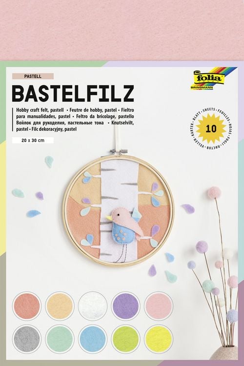 Produktbild: Folia Bastelfilz PASTELL 150g/m&sup2;, 20x30cm, 10 Blatt farbig