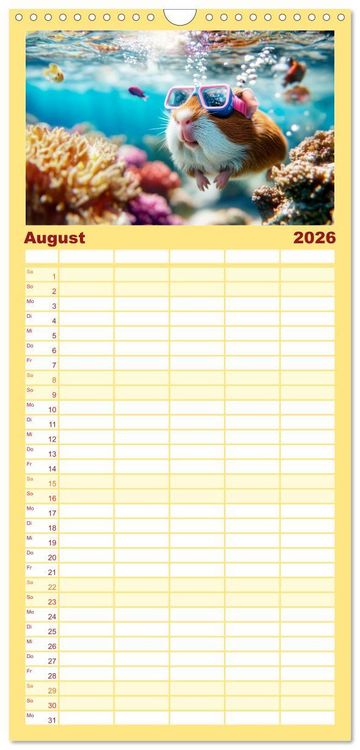 Produktbild: Familienplaner 2026 - Meerschweinchen - Hauptsache Urlaub mit 5 Spalten (Wandkalender, 21 x 45 cm) CALVENDO