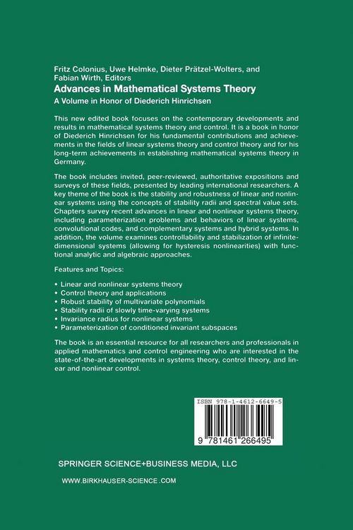 Produktbild: Advances in Mathematical Systems Theory