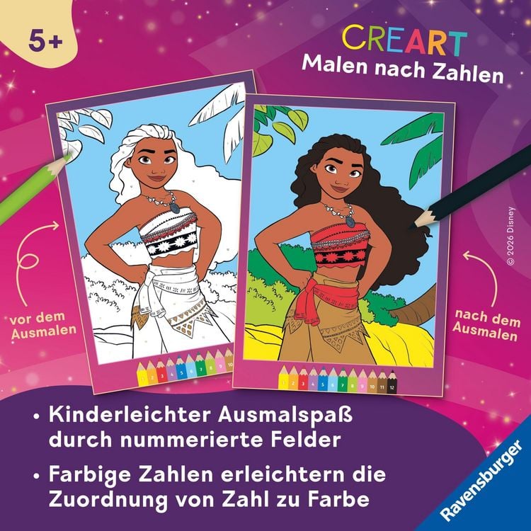 Produktbild: CreArt Malen nach Zahlen ab 5 Disney Prinzessinnen - Starke M&auml;dchen
