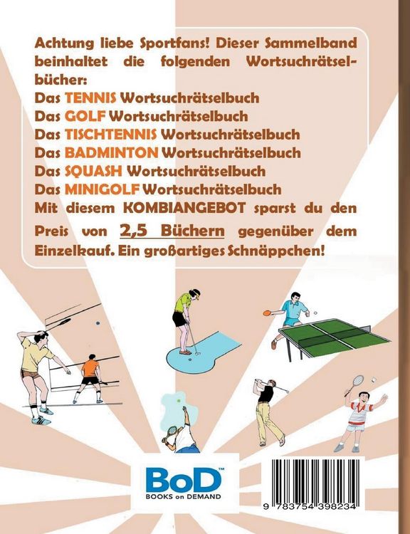 Produktbild: Wortsuchr&auml;tsel 6 in 1 Sammelband Tennis, Tischtennis, Golf, Badminton, Squash und Minigolf