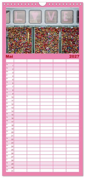 Produktbild: Familienplaner 2027 - Liebesschl&ouml;sser, Ich liebe Dich mit 5 Spalten (Wandkalender, 21 x 45 cm) CALVENDO