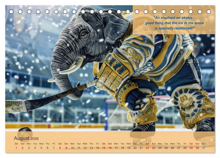 Produktbild: The most charming ice hockey animals in action (Desk Calendar 2026 DIN A5 landscape), CALVENDO 12 Month DeskCalendar