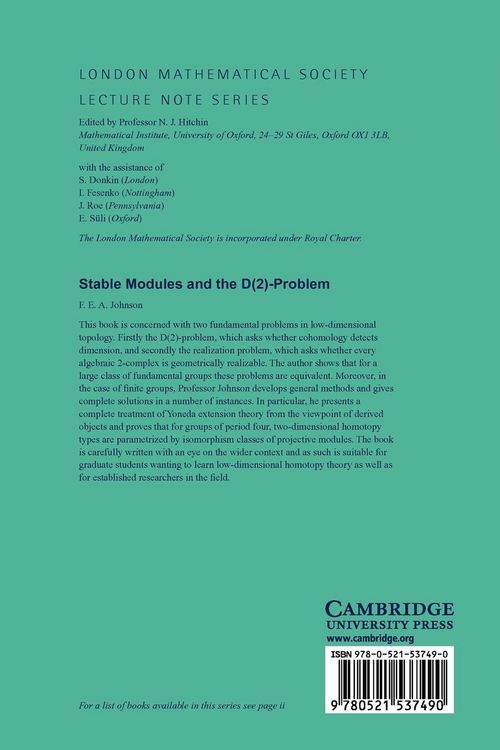 Produktbild: Stable Modules and the D(2)-Problem