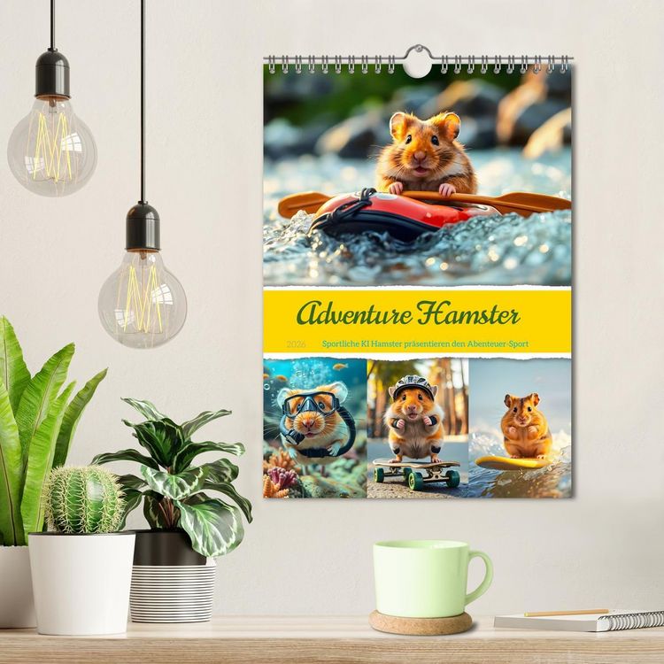 Produktbild: Adventure Hamster - Sportliche KI Hamster pr&auml;sentieren den Abenteuer-Sport (Wandkalender 2026 DIN A4 hoch), CALVENDO Monatskalender