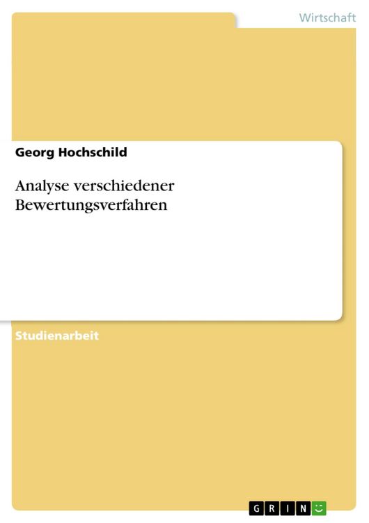 Produktbild: Analyse verschiedener Bewertungsverfahren