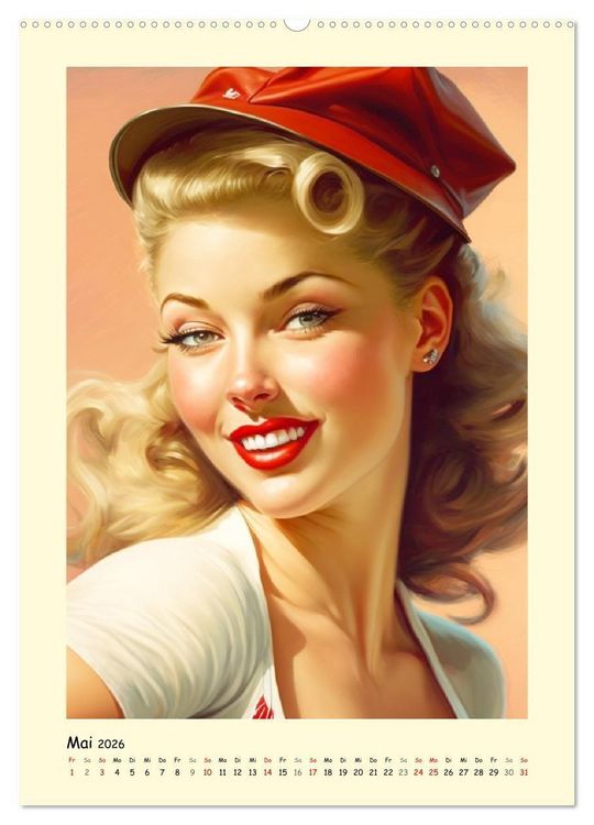 Produktbild: Vintage Girls. Die sch&ouml;nsten Pin-up Gesichter (Wandkalender 2026 DIN A2 hoch), CALVENDO Monatskalender