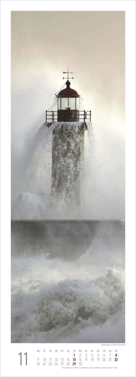 Produktbild: Leuchttürme 2026 - Streifenkalender XXL 25x69 cm - Bildkalender im Hochformat - Wandplaner - Leuchtturmkalender