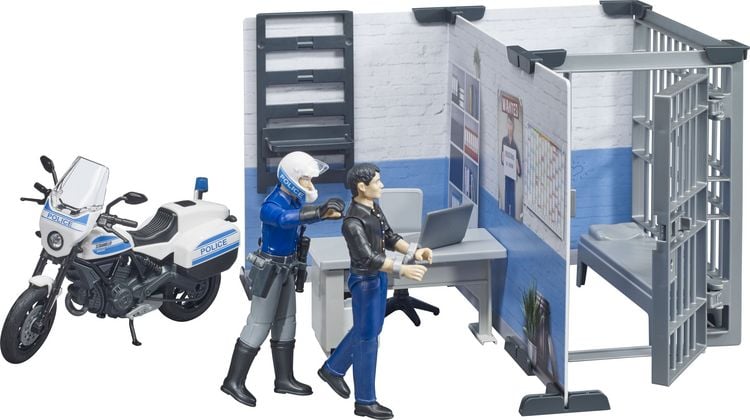 Produktbild: bruder 62732 bworld Polizeistation mit Polizeimotorrad und 2 Figuren