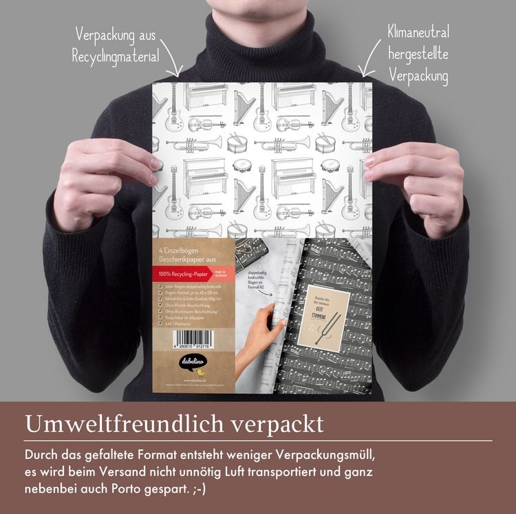 Produktbild: Geschenkpapier-Set: Musik, Instrumente, Noten