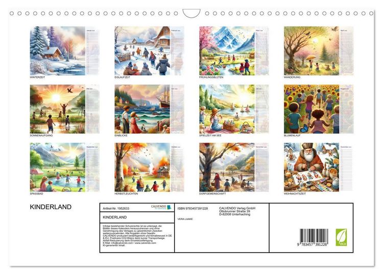 Produktbild: KINDERLAND (Wandkalender 2026 DIN A3 quer), CALVENDO Monatskalender