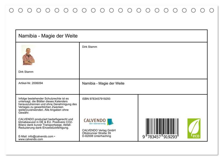 Produktbild: Namibia - Magie der Weite (Tischkalender 2026 DIN A5 quer), CALVENDO Monatskalender