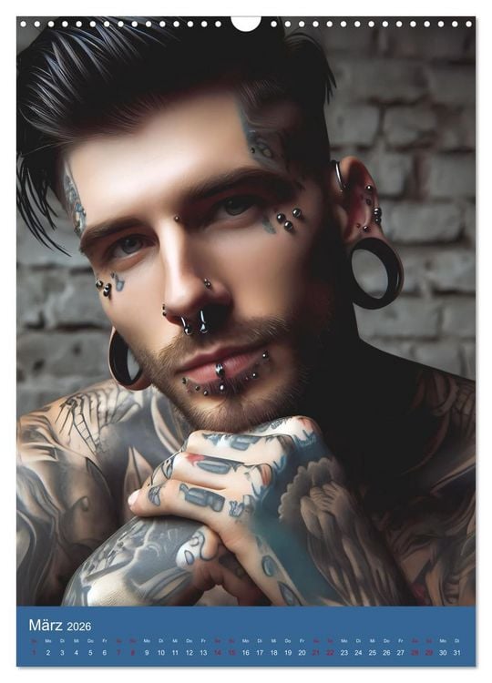 Produktbild: Tattoo und Piercing Men (Wandkalender 2026 DIN A3 hoch), CALVENDO Monatskalender