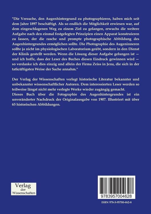 Produktbild: Die Photographie des Augenhintergrundes