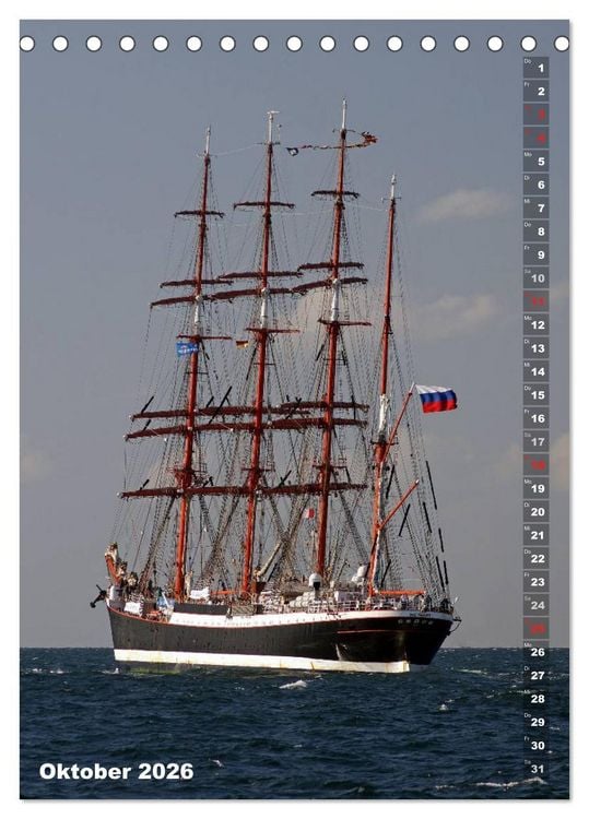 Produktbild: Segelromantik - Gro&szlig;segler auf der Ostsee (Tischkalender 2026 DIN A5 hoch), CALVENDO Monatskalender