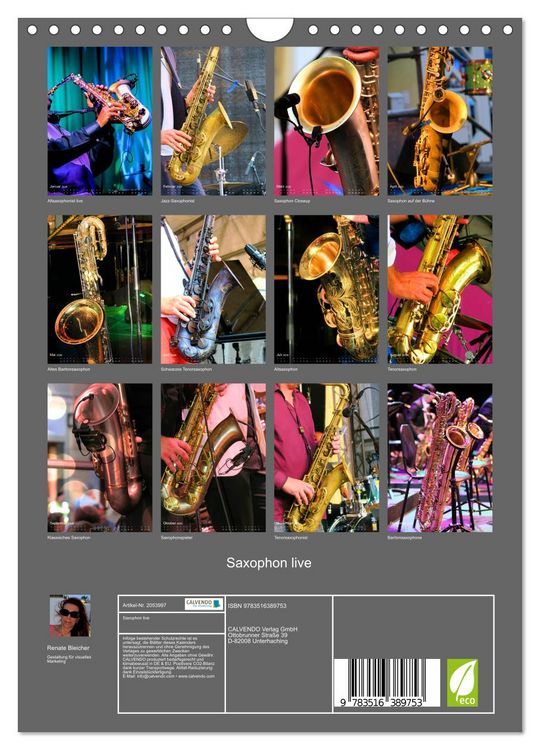 Produktbild: Saxophon live (Wandkalender 2026 DIN A4 hoch), CALVENDO Monatskalender