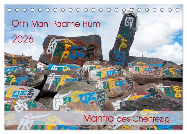 Produktbild: Om Mani Padme Hum &ndash; Mantra des Chenrezig (Tischkalender 2026 DIN A5 quer), CALVENDO Monatskalender