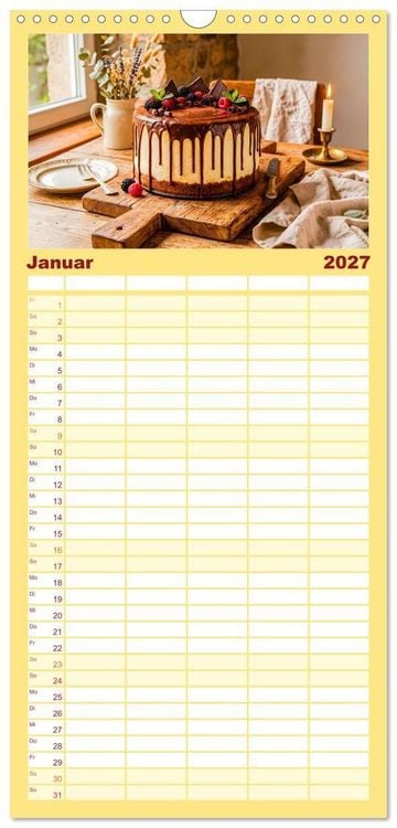 Produktbild: Familienplaner 2027 - K&auml;sekuchen Kalender - K&ouml;stliche Dessertmomente mit 5 Spalten (Wandkalender, 21 x 45 cm) CALVENDO