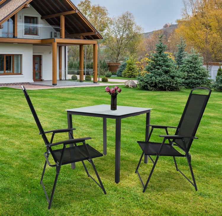 Produktbild: 3-tlg Sitzgruppe Gartenm&ouml;bel Tisch St&uuml;hle Set 80M