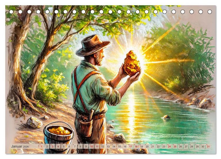 Produktbild: Auf den Spuren des Goldes - Vom Goldrausch am Yukon River (Tischkalender 2026 DIN A5 quer), CALVENDO Monatskalender