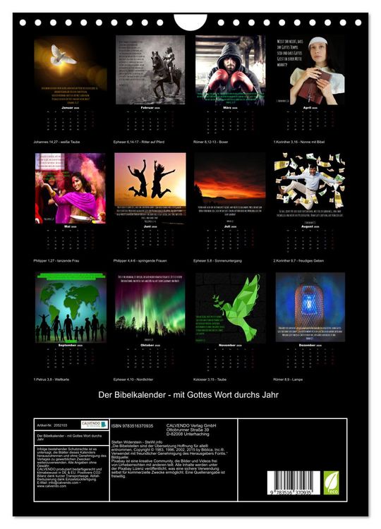 Produktbild: Der Bibelkalender - mit Gottes Wort durchs Jahr (Wandkalender 2026 DIN A4 hoch), CALVENDO Monatskalender