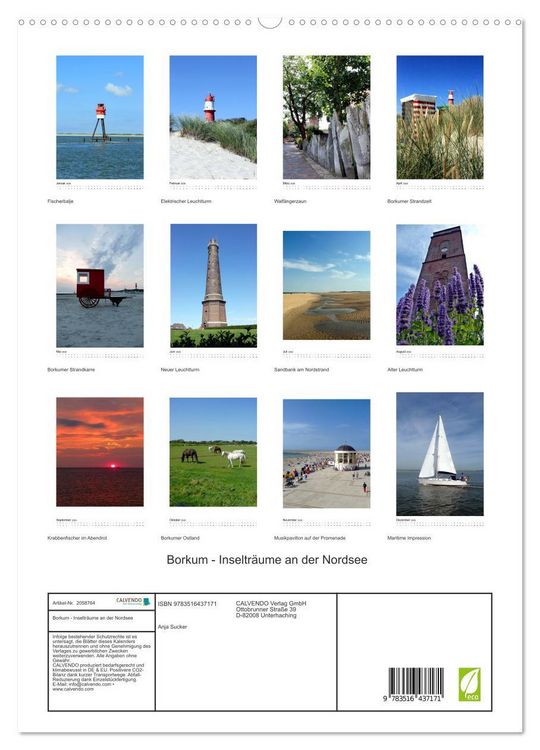 Produktbild: Borkum - Inseltr&auml;ume an der Nordsee (hochwertiger Premium Wandkalender 2026 DIN A2 hoch), Kunstdruck in Hochglanz
