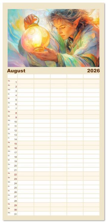 Produktbild: Familienplaner 2026 - Willkommen im Fantasieland - M&auml;rchenbilder mit 5 Spalten (Wandkalender, 21 x 45 cm) CALVENDO