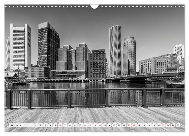 Produktbild: BOSTON Monochrome Stadtansichten (Wandkalender 2026 DIN A3 quer), CALVENDO Monatskalender