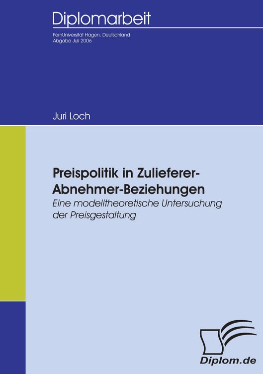 Produktbild: Preispolitik in Zulieferer-Abnehmer-Beziehungen