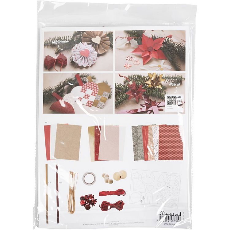 Produktbild: Creativ Company Packung mit Motiven zum Ausschneiden, Weihnachten, Natur, Rot, Wei&szlig;
